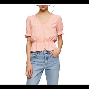 TOPSHOP Ruffle Trim Peplum Top